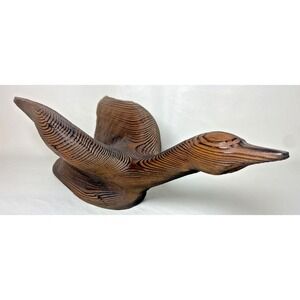 Clydel Originals Hand Carved Redwood Goose Bird MCM 60s 70s CA 18"‎ VTG RARE